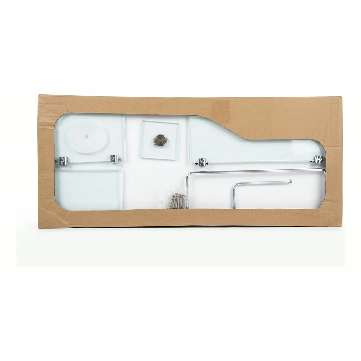 Kit com cinco acessórios para banheiro em vidro incolor